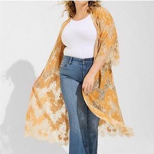 Torrid Inca Gold Lace Maxi Kimono